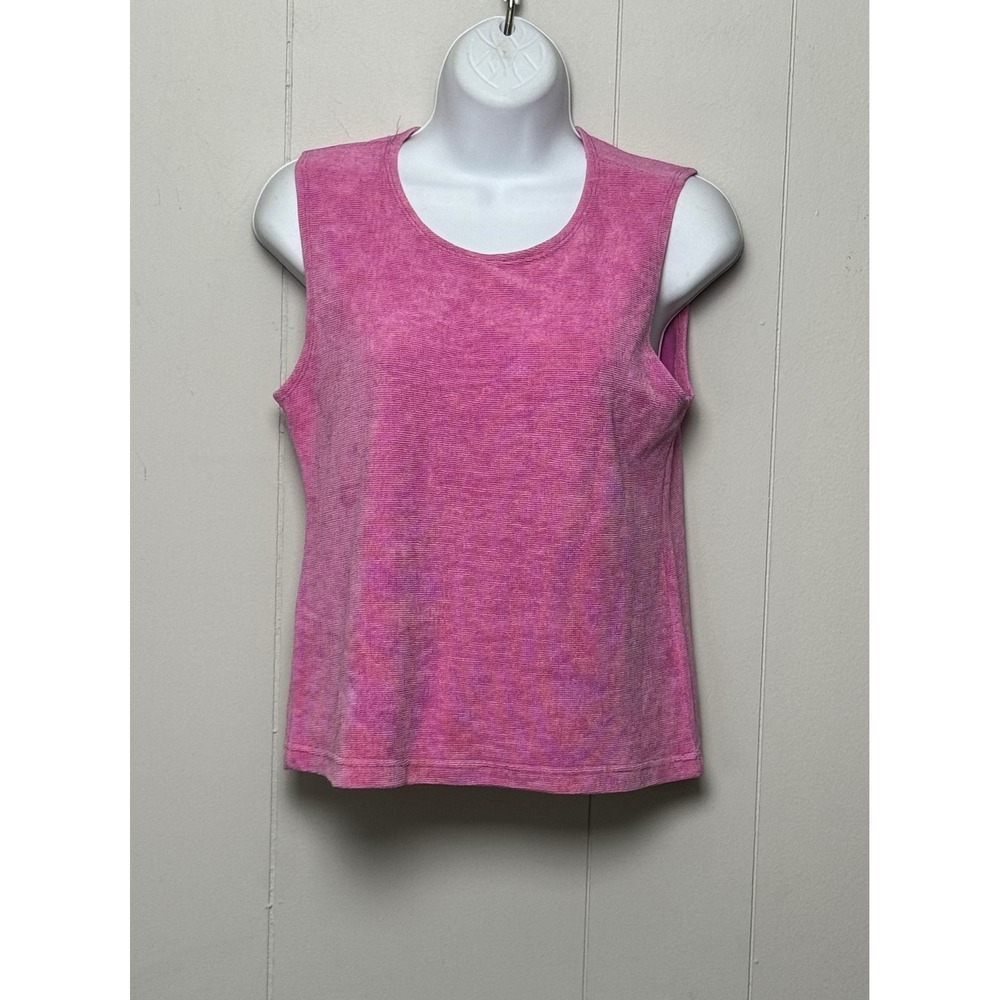 Jaipur Pink Sleeveless Ribbed Textured Tank Top Crew Neck Made in USA Size XL